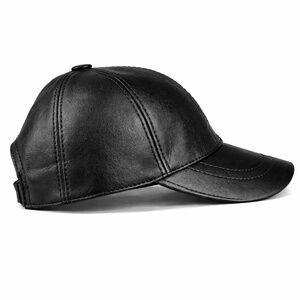 Black Leather Hat - Real Lambskin Baseball Cap for men and woman